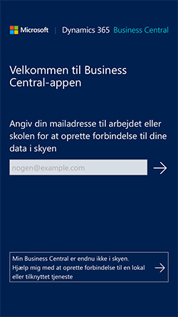 Velkommen til Business Central Appen